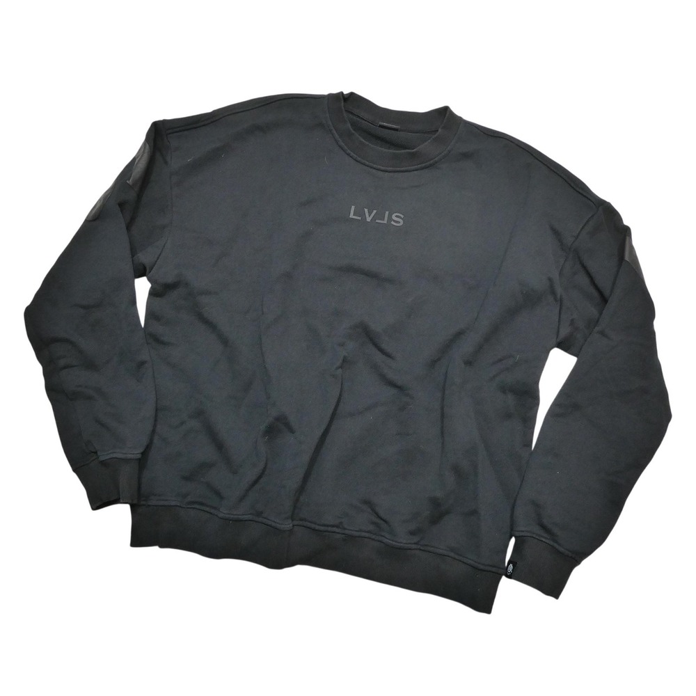 Levels Sweatshirt Mens XL Black Logo Back Graphic Crewneck 100% Cotton Terry